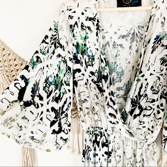 Blue Life Boho Sleeve Wrap Floral Romper - Picture 2 of 6